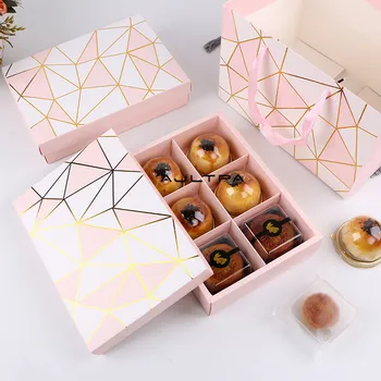 

80Pcs Mooncake Packaging Box With Handbags Gift Boxes Bags Pastry Box DIY Handmade Biscuit Party Packing