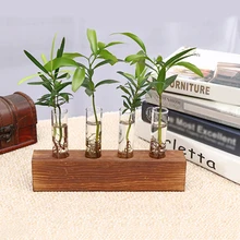 Гидропонное стекло ваза пробирка креативная прозрачная ваза деревянная рамка для кофейни декор для гостиной украшения