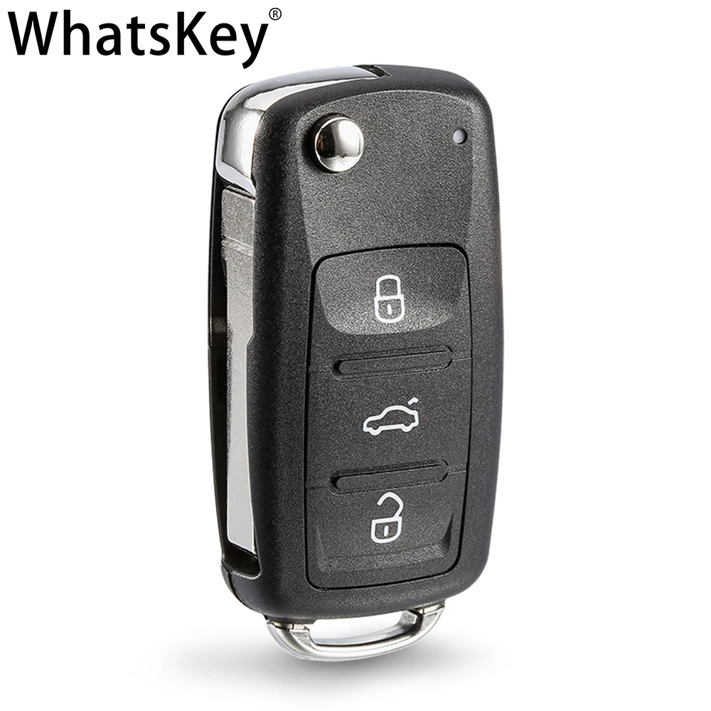 WhatsKey 2 3 Button Folding Key Flip Remote Car Key Shell  For Volkswagen Polo Lavida Golf  For Skoda Octavia Passa Uncut blade kigoauto 89070 12a20 flip remote key 2 button h chip 314 4mhz ask toy48 uncut blade for australia toyota corolla 2012 2017