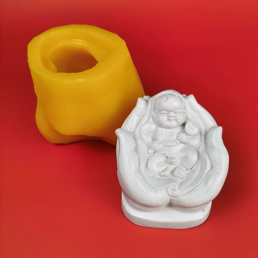 

PRZY Silicone Scented Candle Molds 3D Treasure in the Palm Buddha Baby Fondant Mould Chocolate Baking Mold Soap Molds Handmade