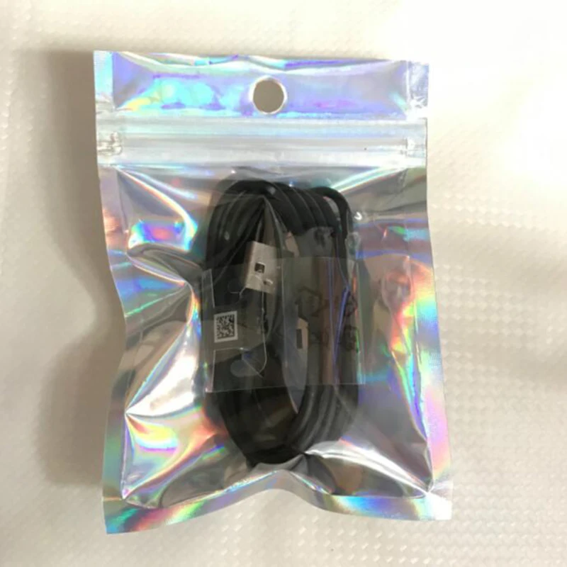 2000pcs Clear Plain Laser Plastic Aluminum Foil Zip Lock Package Bag with Hang Hole Party Crafts Storage for Phone Accessories
