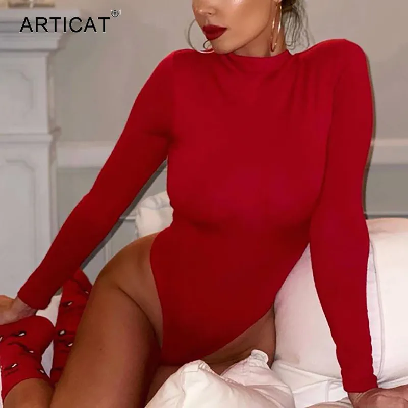 Articat 2020 Модный комбинезон Wonen с длинным рукавом и круглым вырезом однотонный Boadycon