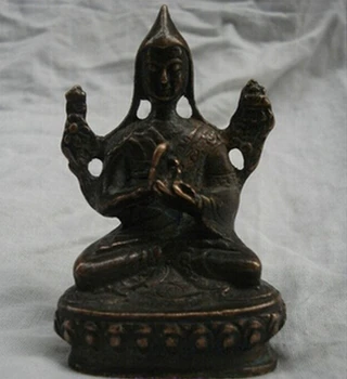 

---712 Copper Brass CHINESE crafts decor ation Asian China's Tibet old bronze sculpture Buddha statue Small Tsongkhapa