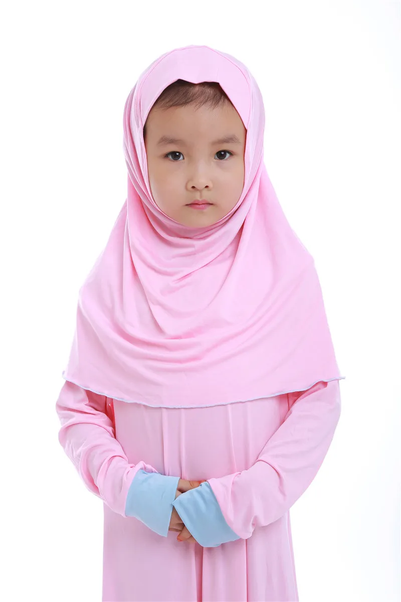 2Pcs Muslim Ramadan Sets Children Girls Prayer Dress Hijab Abaya Arab Kids Long Robe with Headscarf