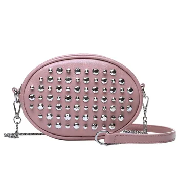 

Women new rivet shoulder bag casual Messenger fashion mobile phone pocket chest bag new arrival 2019