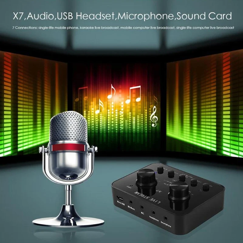 X7 Pc аудио Usb гарнитура звуковая карта Micro-phone Webcast развлечения стример Звуковая карта для Twitch Live Show телефон компьютер ПК