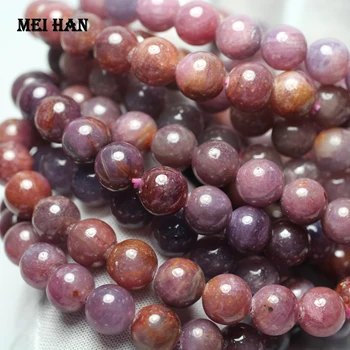 

Meihan natural Burma red rubyy 9-9.5mm (1 bracelet/set) smooth round loose beads stone for jewelry making