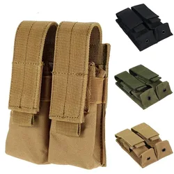 Sistema Molle para pistola táctica, bolsa de doble cargador, Clip Molle, 9MM, Airsoft Mag, bolsa de soporte, accesorios de caza