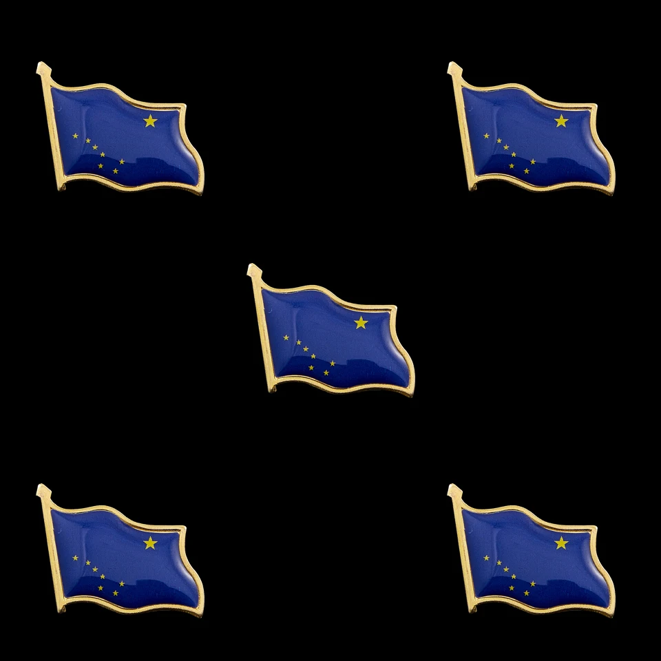 5PCS American State of Alaska Flag Pin Brooch Badge Hat Tie Collar Pin Friendship 5PCS American State of Alaska Flag Pin Brooch Badge Hat Tie Collar Pin Friendship