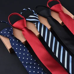 5cm/ 6cm/7cm /8cmEasy To Pull Lazy Ties for Men Fashion Skinny Formal Dress Necktie Striped Solid Colors Men Neckties Wedding