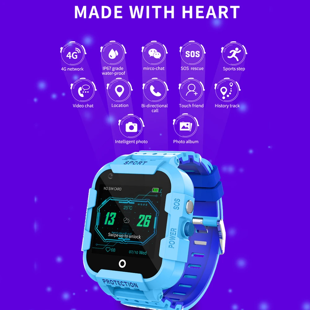  4G sim karte Kinder Smart Uhr GPS Wifi LBS tracker uhr SOS anruf 14 zoll Kamera kinder baby trackin