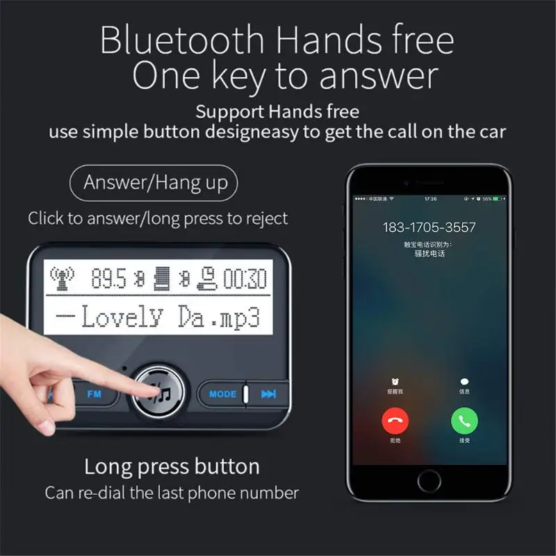 B31 Bluetooth 4,2 автомобильный fm-передатчик отличное мастерство и долговечность USB зарядное устройство с 2,4 дюймовым дисплеем Автомобильный комплект