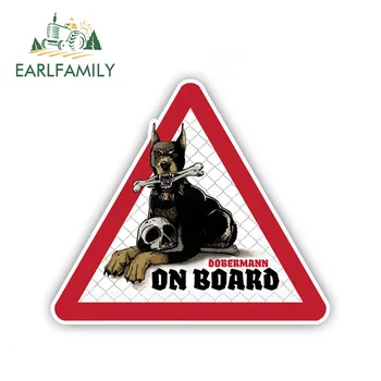 

EARLFAMILY 12cm x 10.5cm Dobermann Dog Car Stickers Dog on board Decals Pet Dog Decal Dog Warning Sign Funny Stickers