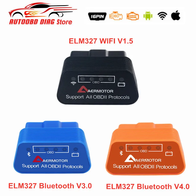 

Newest AER Super Mini ELM327 WiFi OBD2 ELM 327 V1.5 WIFI ELM327 Bluetooth V4.0 ELM 327 Bluetooth V3.0 OBDII OBD Diagnostic Tool