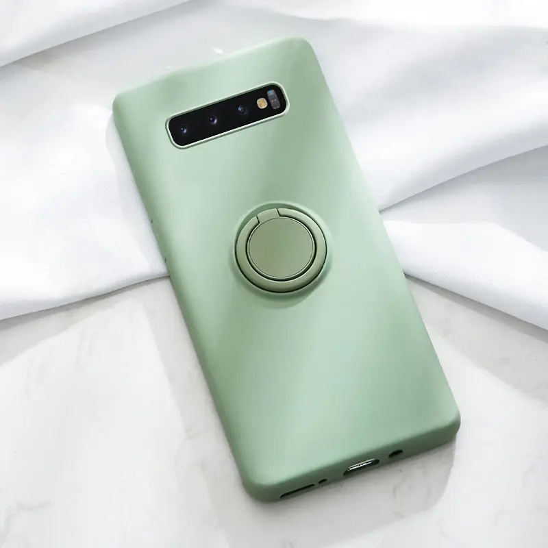 Green Силиконовый чехол с металлическим кольцом для samsung Galaxy A50 A70 A50S A70S Note 10 Pro 9 S10 E S10E S9 S8 Plus, мягкий силиконовый защитный чехол для телефона - Цвет: Green