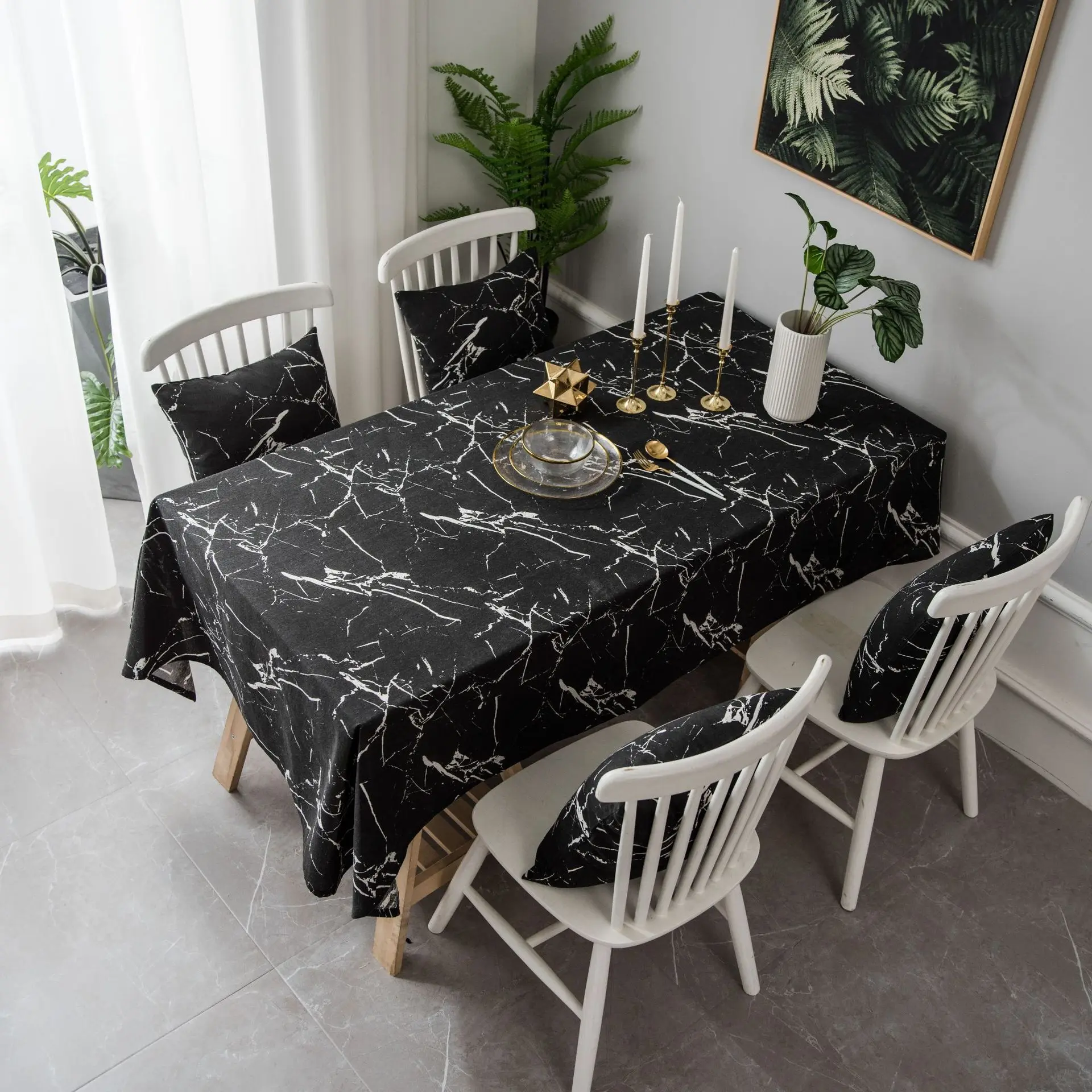 Tablecloth Rectangular Cotton Linen Marble Table Cloth for Kitchen Cover Dining Table Tablecloth Mantel Mesa  Coffee Table