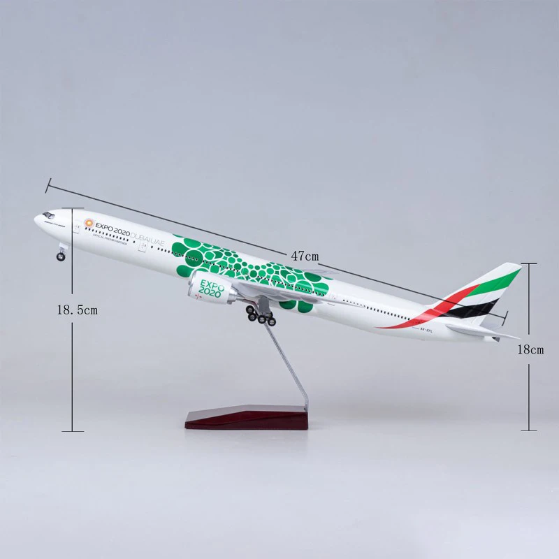 JASON TUTU 47cm United Arab Emirates Boeing 777 Airplane Model Aircraft 1/160 Scale Diecast Resin Light and Wheel Plane Dropship