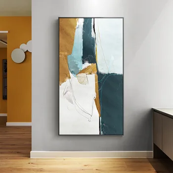 

Abstract Style Different Color Blending Wall Art Painting Yellow and White block Wall Pictures for Living Room Bedroom and Aisle