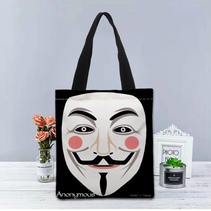 V for Vendetta Handbag Foldable Shopping Bag Reusable Eco Large Unisex Canvas Fabric Shoulder Bags Tote Grocery Cloth Pouch 1208 