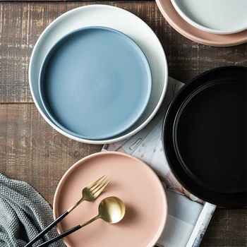 

Nordic Style White Dinner Plates Ceramic Porcelain Dinnerware Set Plates Serving Restaurant Pratos De Jantar Dinner Plate EA60PZ