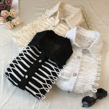 

2020 Spring New Palace Style Retro Long-sleeve Blouse Women's Loose-Fit Tassels Tops Hollow Out Shirt Ladies Tops Blouses Blusas