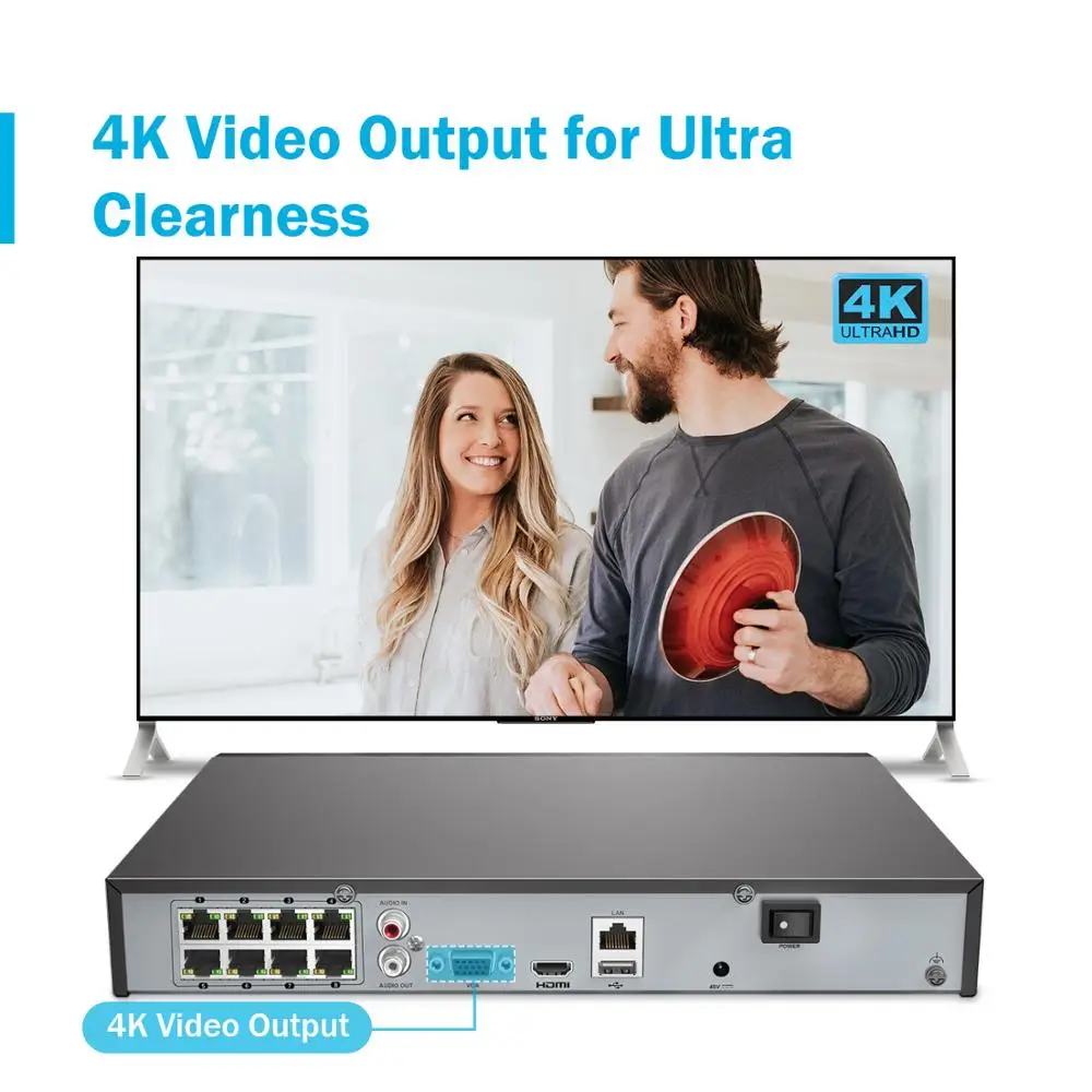 ANNKE 8CH 4K Ultra HD POE Network Video Security System 8MP H.265 NVR With 4PCS 8MP Weatherproof IP