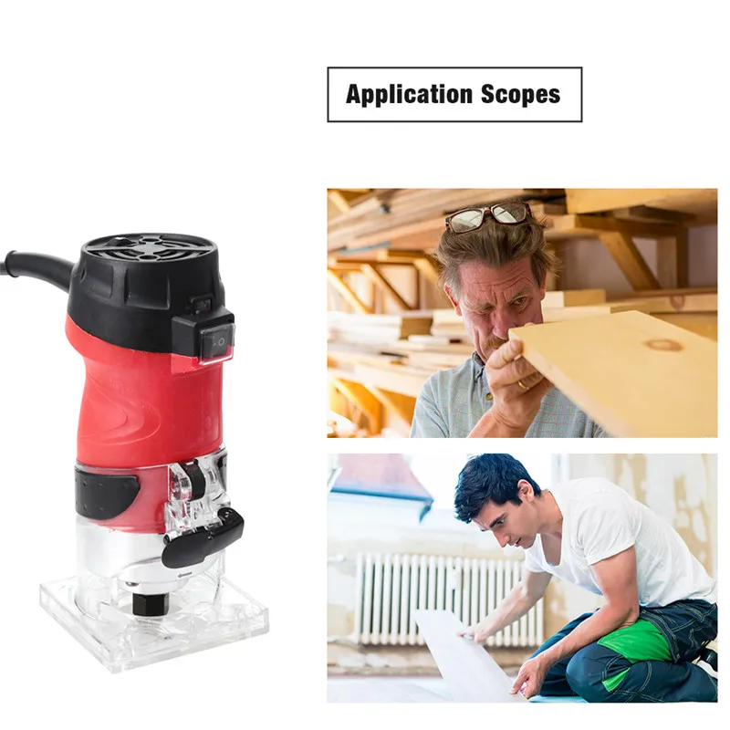 6 Speed 5000-35000rpm 2200W Woodworking Electric Trimmer Wood Router Milling Engraving Slotting Trimming Hand Carving Machine