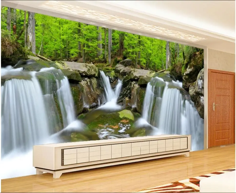 

Custom mural on the wall 3d photo wallpaper Forest water scenery home decor living room wallpaper for walls 3 d in rolls