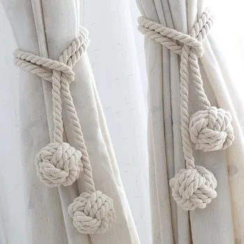 

Macrame Curtain Tieback Curtain Tied Ball Hand-woven Cotton Straps Hanging Ball Decoration Creative Curtain Accessories