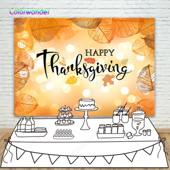 

Happy Thanksgiving Day Background Backdrop Orange and Brown Leaves Polka Dots Photography Background For Party Photo Studio Prop