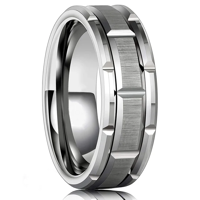 Bagues en acier titane couleur argent 8mm pour hommes et femmes, bagues en acier inoxydable brossé mat, bijoux cadeaux de mariage