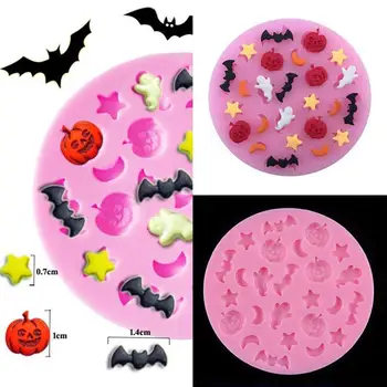 

Cartoon moons stars Halloween pumpkins ghosts bats For Baking Silicone cake Chocolate Kitchen mold Fondant molds O7T7