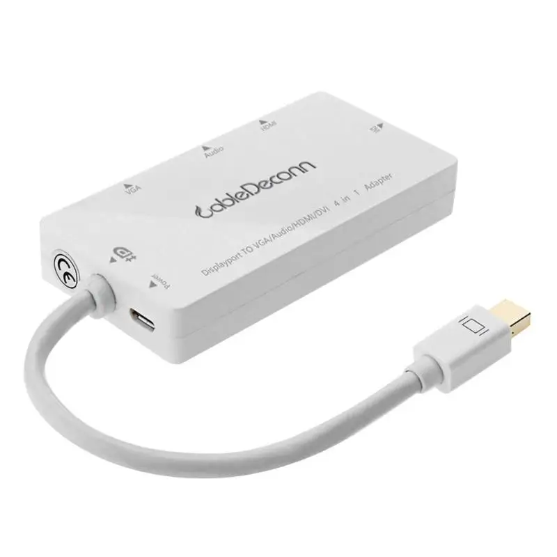 Белый Кабель A0309 4 в 1 Мини DP штекер VGA/аудио/HDMI/DVI Женский сплиттер поддержка прямой доставки - Цвет: Белый