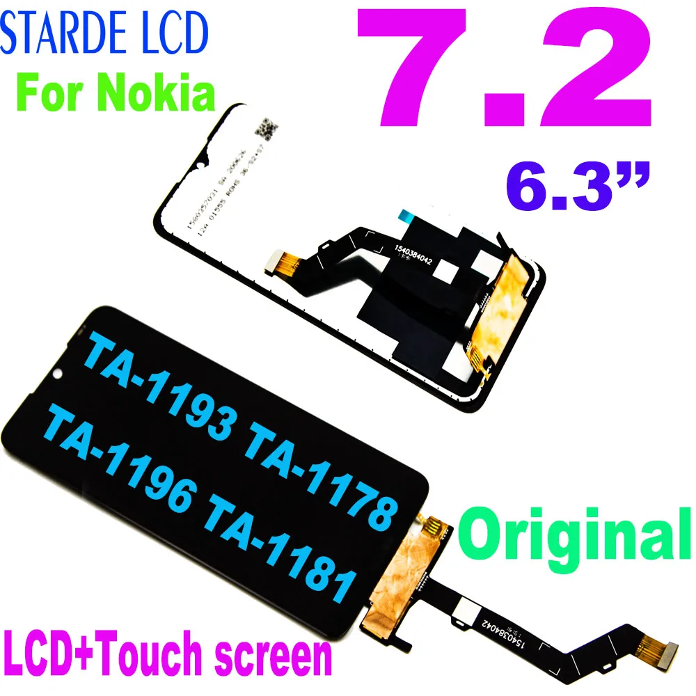 

6.3" Original LCD for Nokia 7.2 LCD Display Touch Screen Replacement for Nokia 7.2 display TA-1193 TA-1178 TA-1196 TA-1181