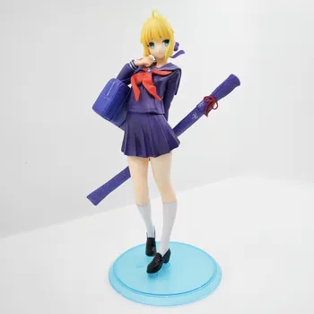 

22cm Fate/Stay Night Saber School Uniform Ver. Sexy Purple Sailor Clothes PVC Action Figure Model Collection Toys Cartoon Doll