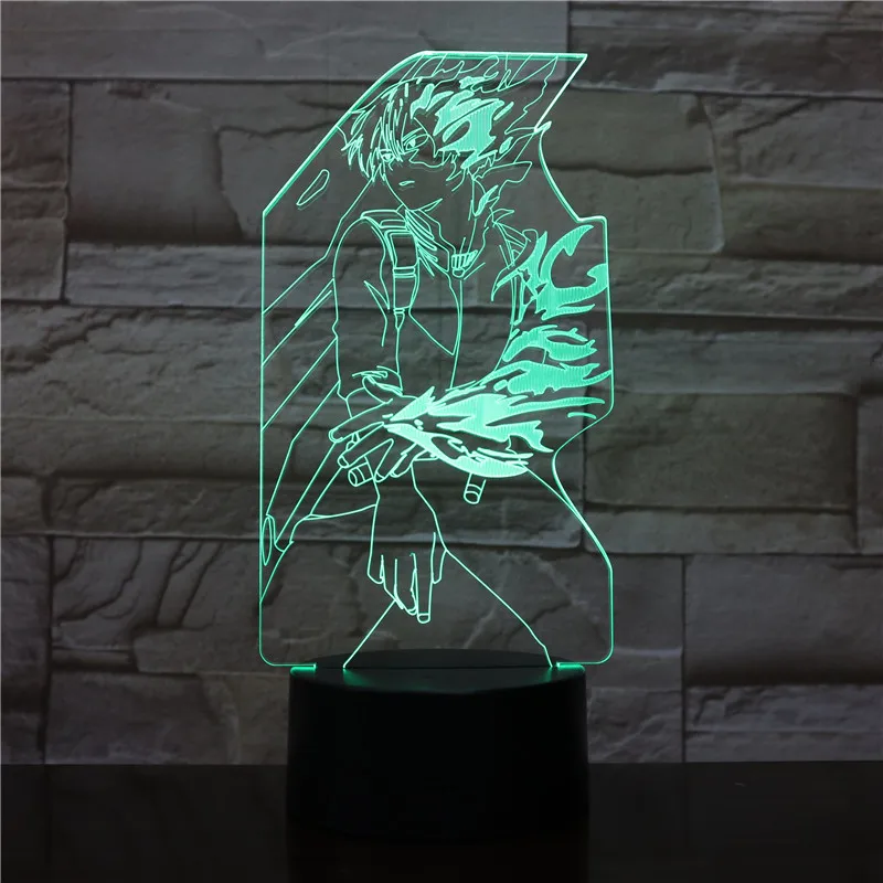 Мой герой Todoroki шото Рисунок USB 3D светодиодный ночной Светильник для мальчиков, для малышей и детей постарше, футболка подарки для костюмированной вечеринки по японскому аниме настольная лампа прикроватный