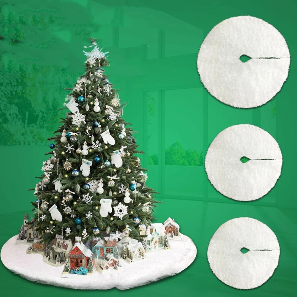 Description Picture 2 of item78/90/122cm White Christmas Tree Skirt Pure White Faux Fur Tree Skirt for New Year Celebration Holidays and Merry Christmas Home