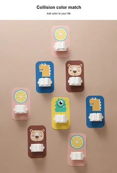 

Creative Cute Cartoon Image Wall Hanging Seamless Mop Clip Household Broom Toilet Swipe Holder Hook Home Decorations