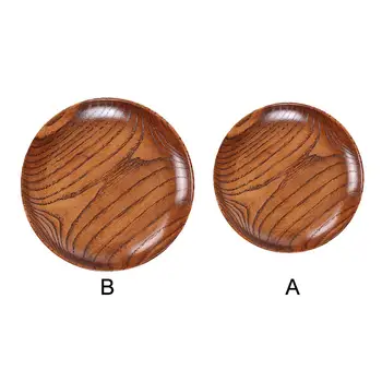 

Natural Wood Dish Wooden Round Plate Food Snack Serving Tray Dinner Plates Serving Plate Wooden Plates For Food