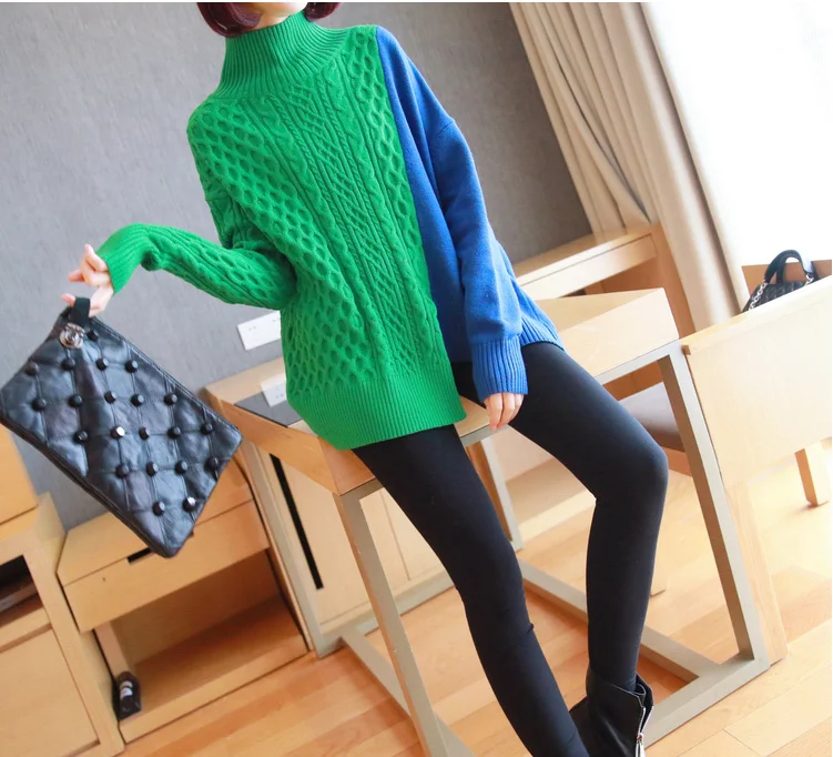 Новая утолщенная водолазка твист томный ленивый ветер свободная Корейская версия носить пуловер вязаный базовый свитер для женщин в au