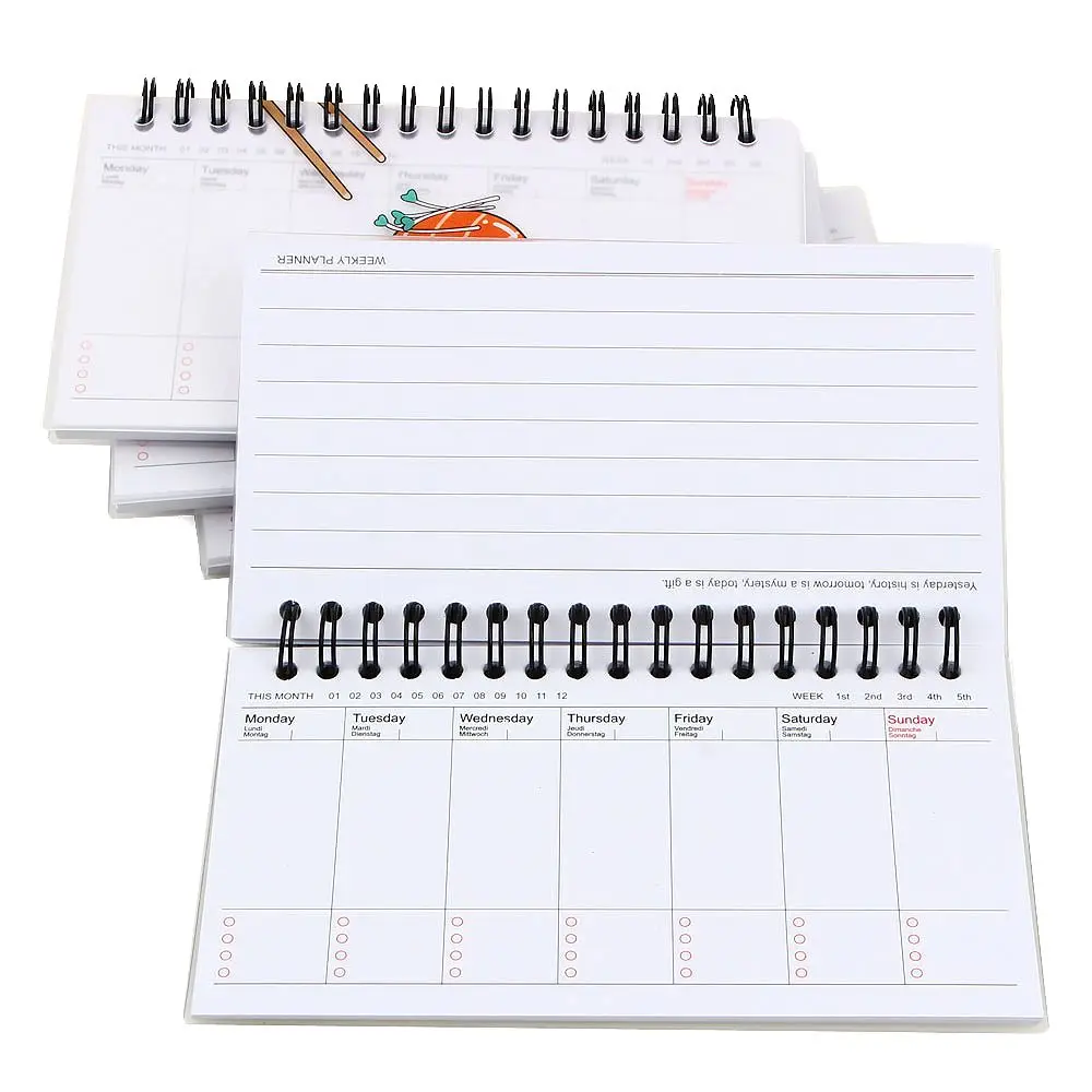Planificador diario semanal, cuaderno con dibujos de flamenco, elefante, organizador de Agenda, papelería, escuela, Oficina
