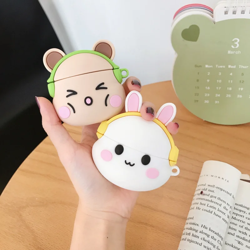 

3D Wireless Bluetooth Headset Case Silicone Cartoon Rabbit Case for Airpods 1 2 Pro Case For Apple Air pods 1 2 Pro 3 Case Hook