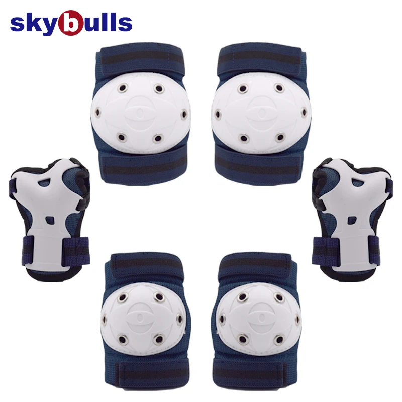 Skybulls 6 шт./компл. Спорт Защитная Шестерни комплект наколенники Налокотники протектор катания на велосипеде роликовая защита для детей - Цвет: Blue