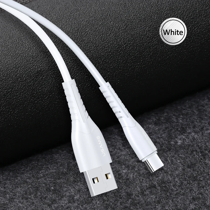 USAMS type-C кабель 1 м USB C кабель для samsung S9 S8 huawei Xiaomi 2A Быстрая зарядка USB-C кабель передачи данных type-C зарядное устройство - Цвет: White Type C