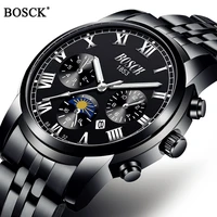 Bosck Merk 2020 Luxe Mannen Horloges Sport Quartz Waterdichte Horloges Heren Roestvrij Stalen Band Auto Datum Horloges