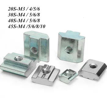 

10pcs M3 M4 M5 M6 T Block Square nuts T-Track Sliding Hammer Nut for Fastener Aluminum Profile Accessories 2020 3030 4040 4545