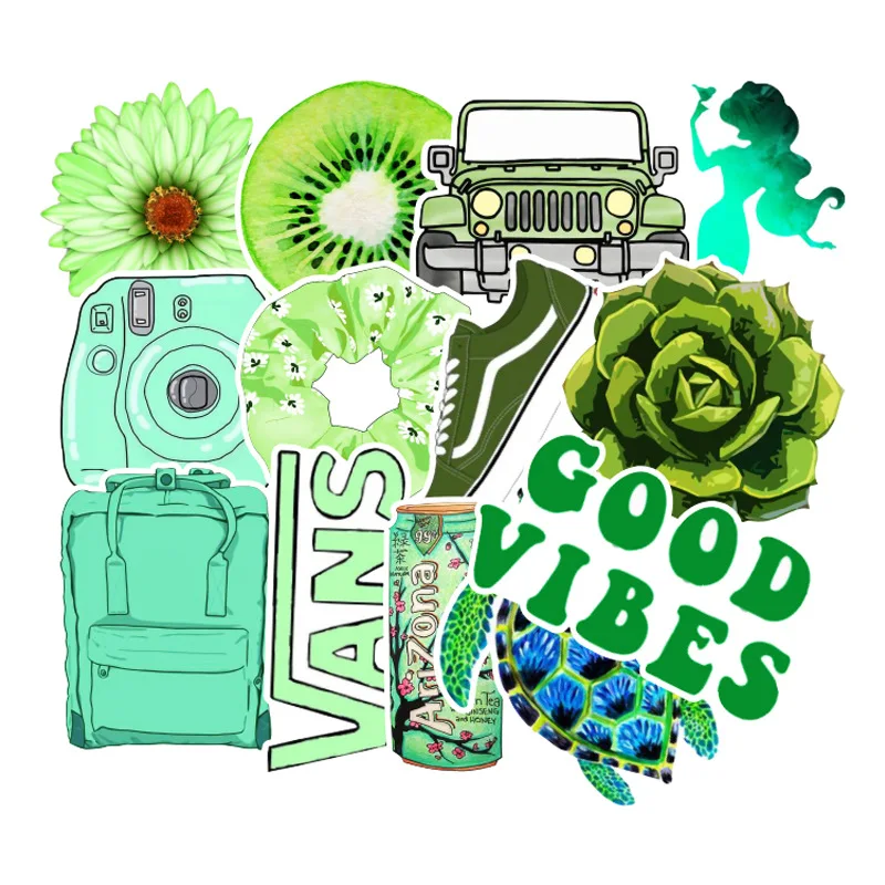 50 шт. зеленые Мультяшные Наклейки Смешанные забавные аниме Классические игрушки наклейки s для путешествий Чехол для ноутбука автомобиля холодильника велосипеда наклейки s F5