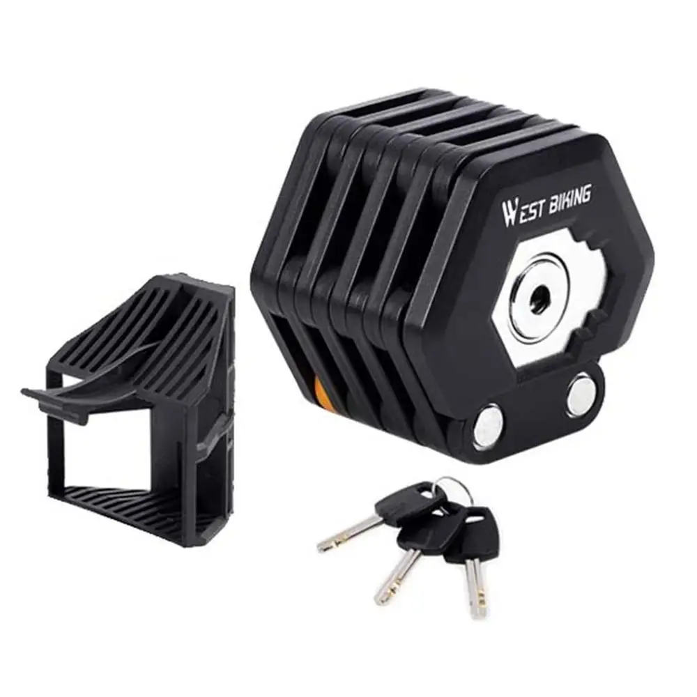 Folding Lock Противоугонный велосипед складной замок складной велосипедный замок MTB Горный RodeBicycle цепь замок с монтажным кронштейном для хранения аксессуары - Цвет: Folding Lock