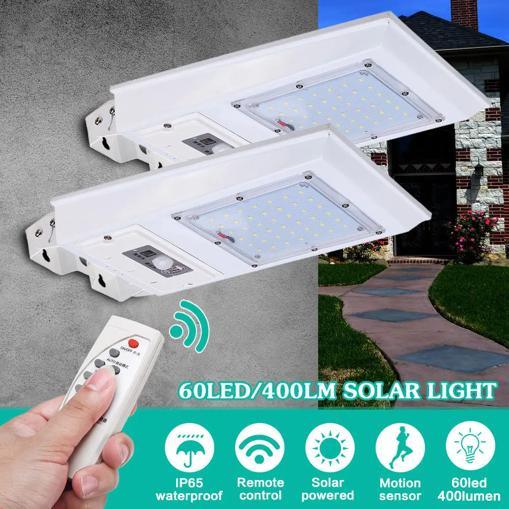 3.7V 20W Human Body Induction LED Solar Lamp Wall Lamp Outdoor Waterproof Floodlight Motion Sensor With Remote Control - Испускаемый цвет: 2PCS