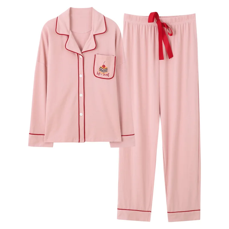 Женские пижамные комплекты, Осень-зима, с длинным рукавом, с принтом, сексуальная, симпатичная одежда для сна, для крупных девушек, 2 шт, пижамы, Mujer, для отдыха, для студентов, пижама - Цвет: Pink-1